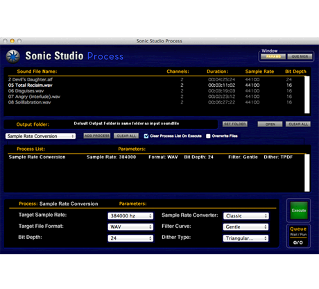 Sonic Studio Process App. for Mac.