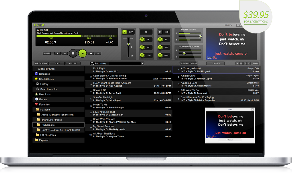 LYRX Professional Karaoke Software - MACintosh